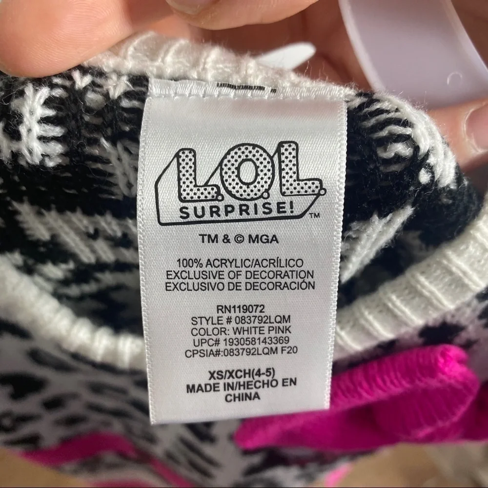 LOL Doll Sweater Dress Short Sleeve Kids NWT XS